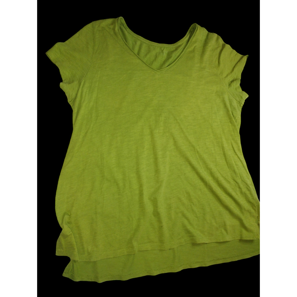 Eileen Fisher Spring Green 100% Organic cotton V Neck Tshirt XL